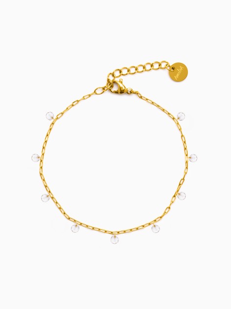STEEL ANKLET WITH FACETED...