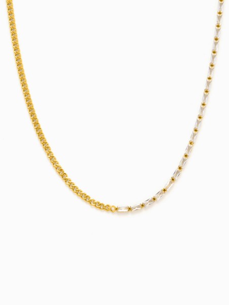 Collar dorado mitad eslabones y mitad circonita de la marca AmaloA.
