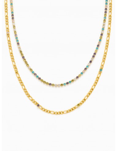 Collar doble con piedras circonitas de colores de la marca de joyas AmaloA.