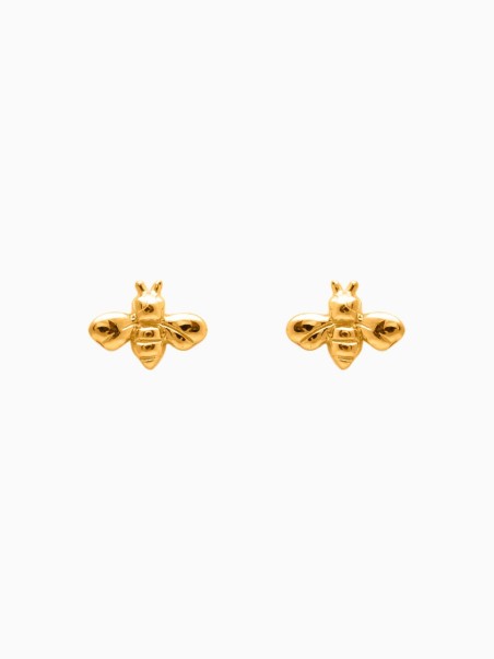 Pendientes de plata de ley en forma de abeja en color dorado de la marca de joyas AmaloA.