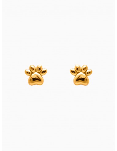 Pendientes en forma de huella animal en color dorado y hechos en plata de ley de la marca de joyas AmaloA.