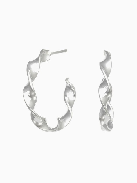 SILVER TWISTED HOOP EARRING