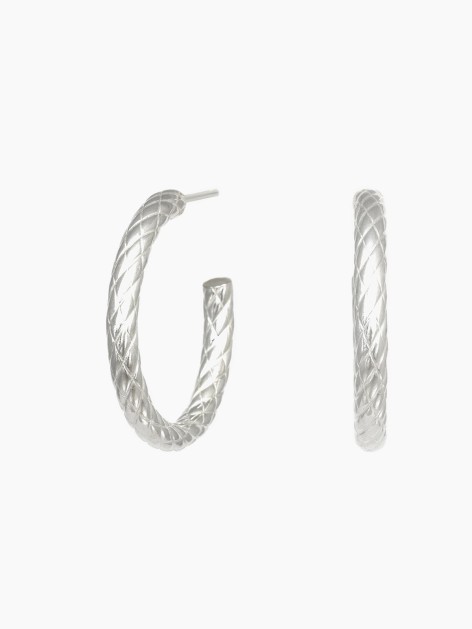 ENGRAVED SILVER HOOP EARRING