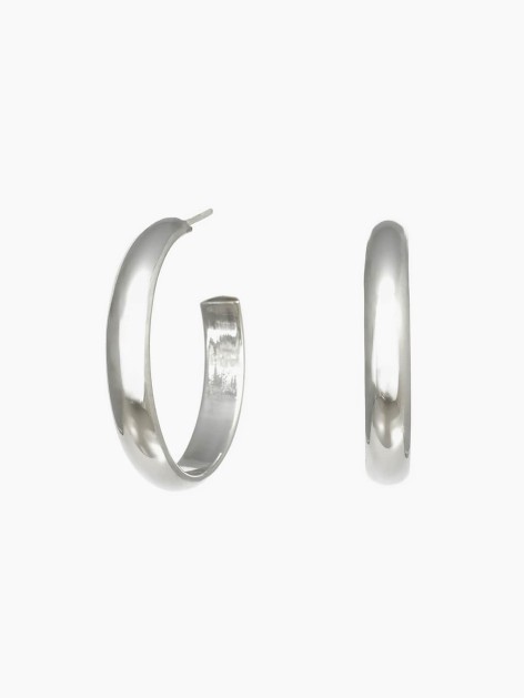 SILVER SEMILUNAR HOOP EARRING