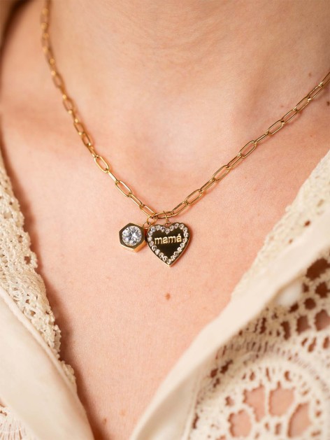 ZIRCON MOM HEART PENDANT CHARM 2