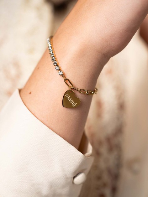 PULSERA COMBINADA CORAZÓN MAMÁ 2