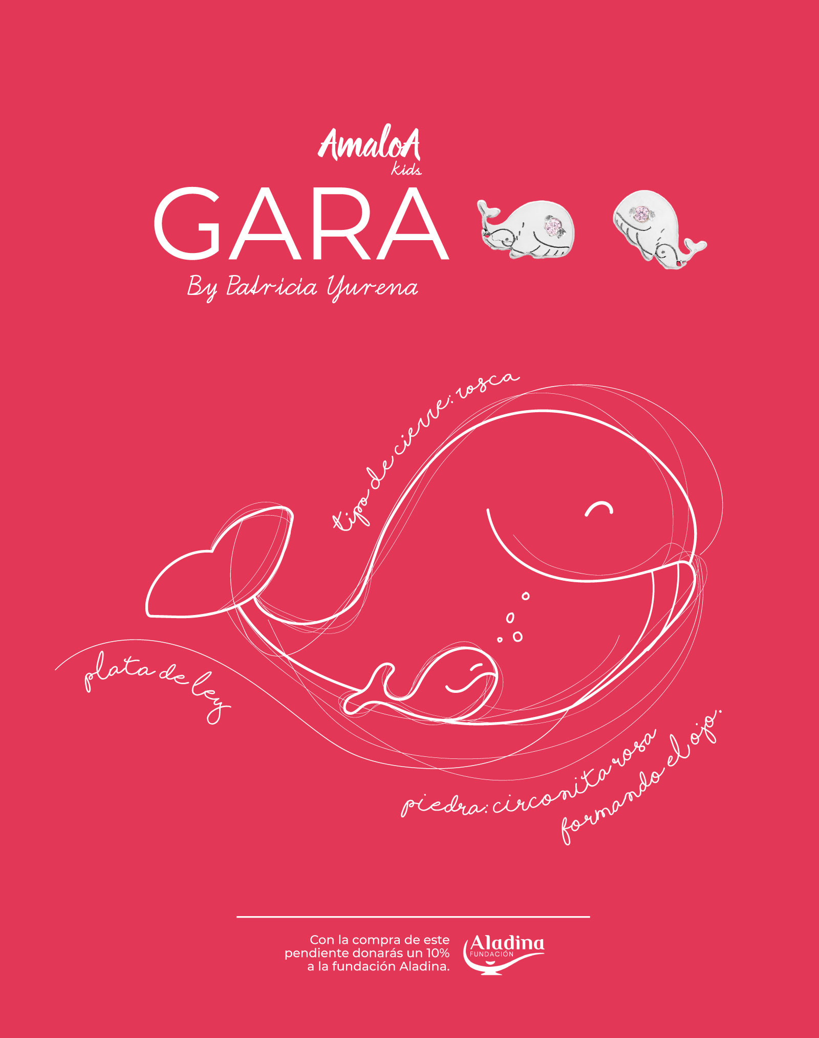 Banner promocional de los pendientes de plata para niña de la marca AmaloA, modelo Gara